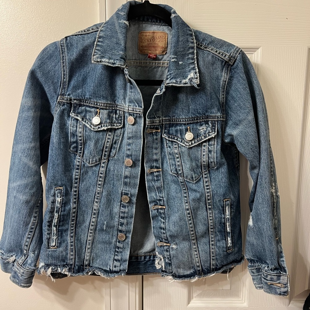 Like new distressed jean denim jacket